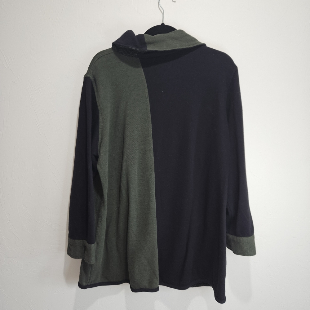 Women Parsley & Sage Reversible Sweater Tunic Top Green Black Lagenlook Cowl 1X - Picture 4 of 14